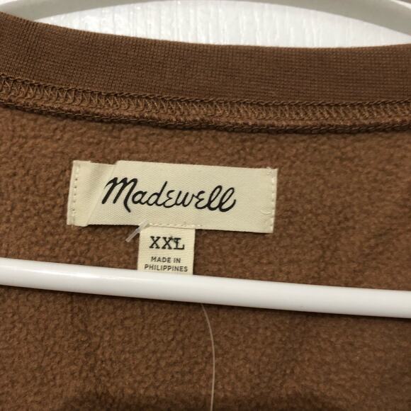 Madewell Men's Sweatshirt Size 2XL Brown‎ 1/4 Button Long Sleeve Pullover NWT - Picture 12 of 12